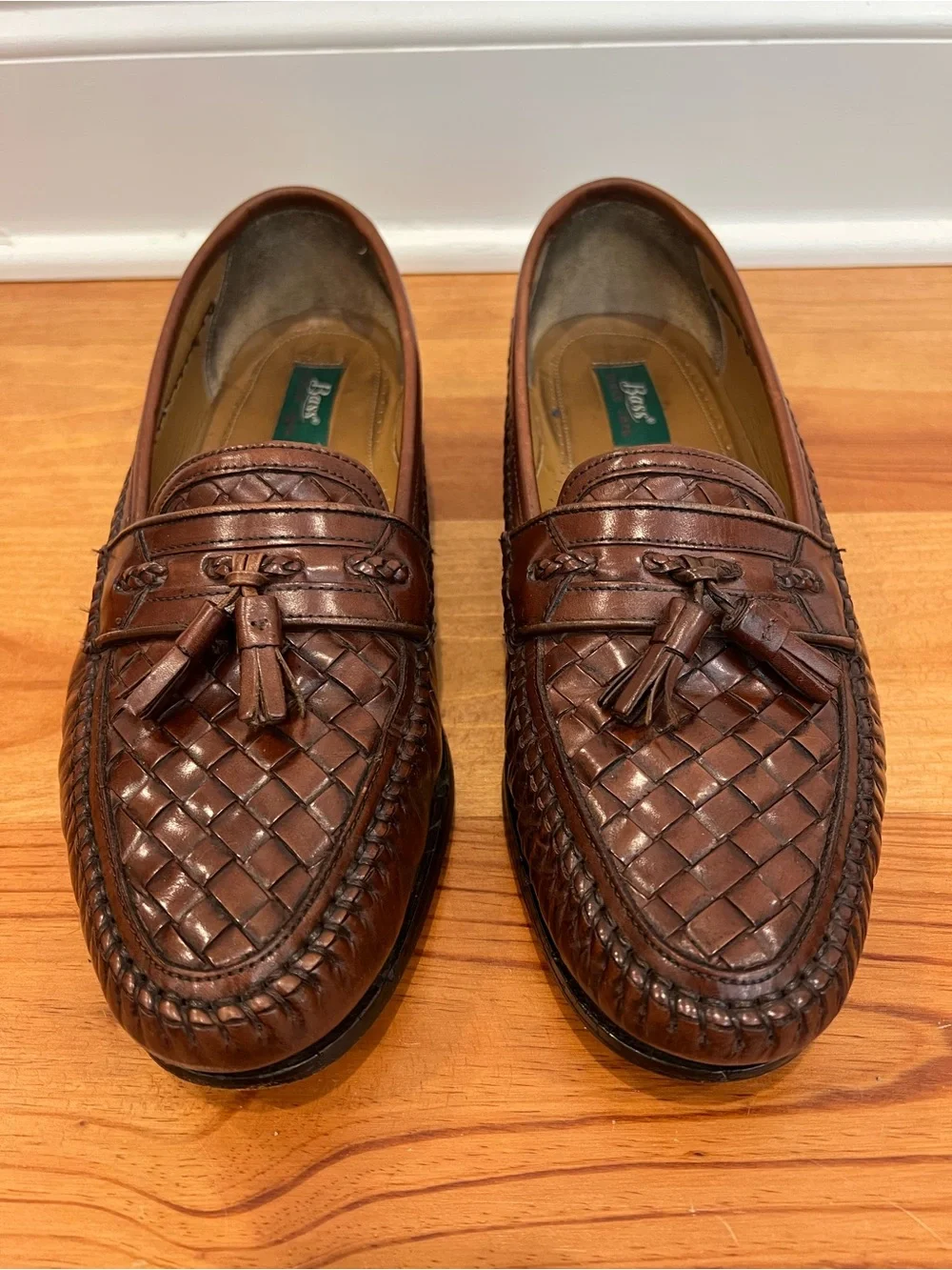 GH Bass Weejuns Shoes Mens Size 11.5 D Brown Leather Tassel Warner Dress Loafers